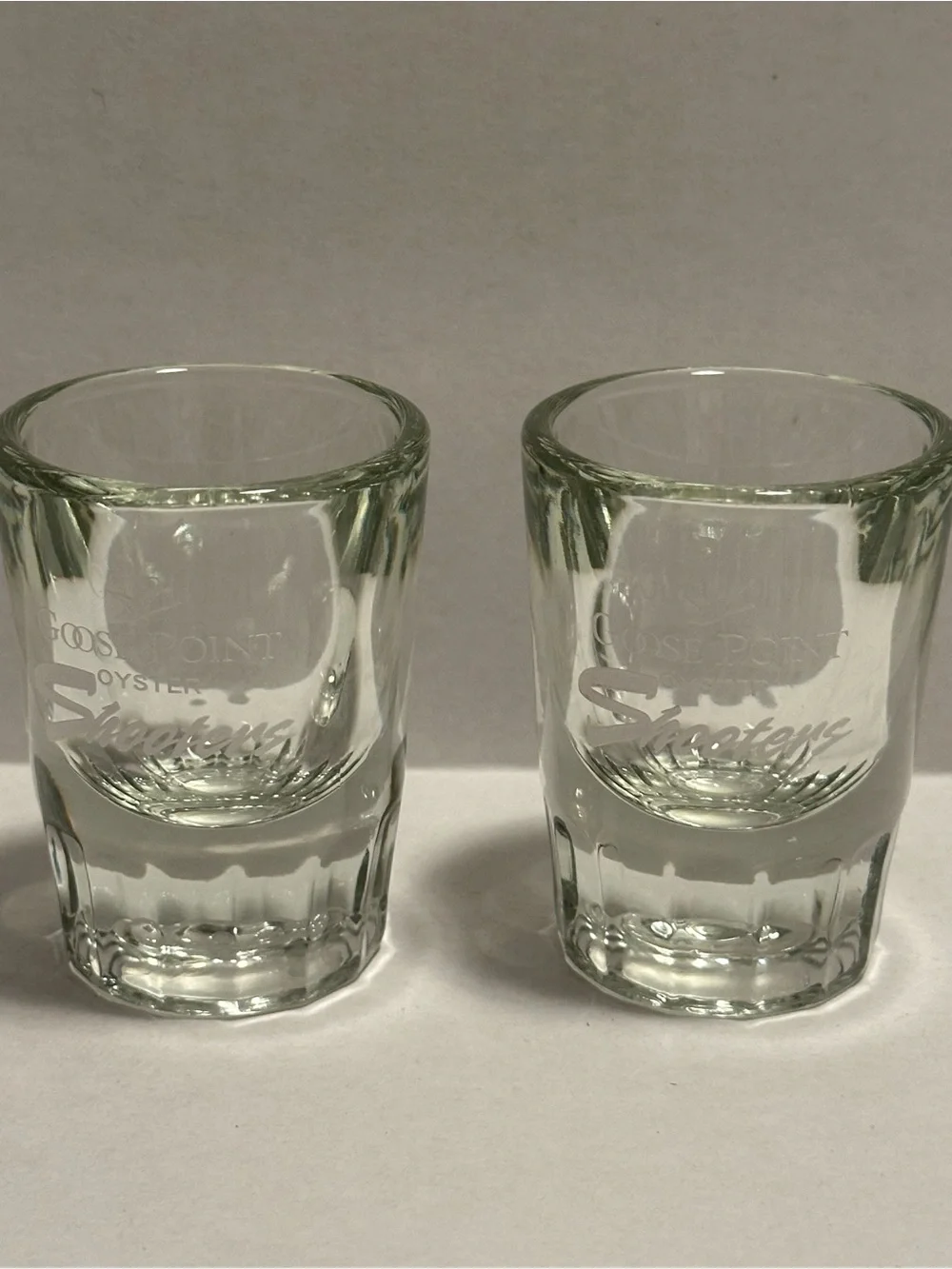 Goose Point Clear Oyster Shooters Glass - Branded Barware set of 2